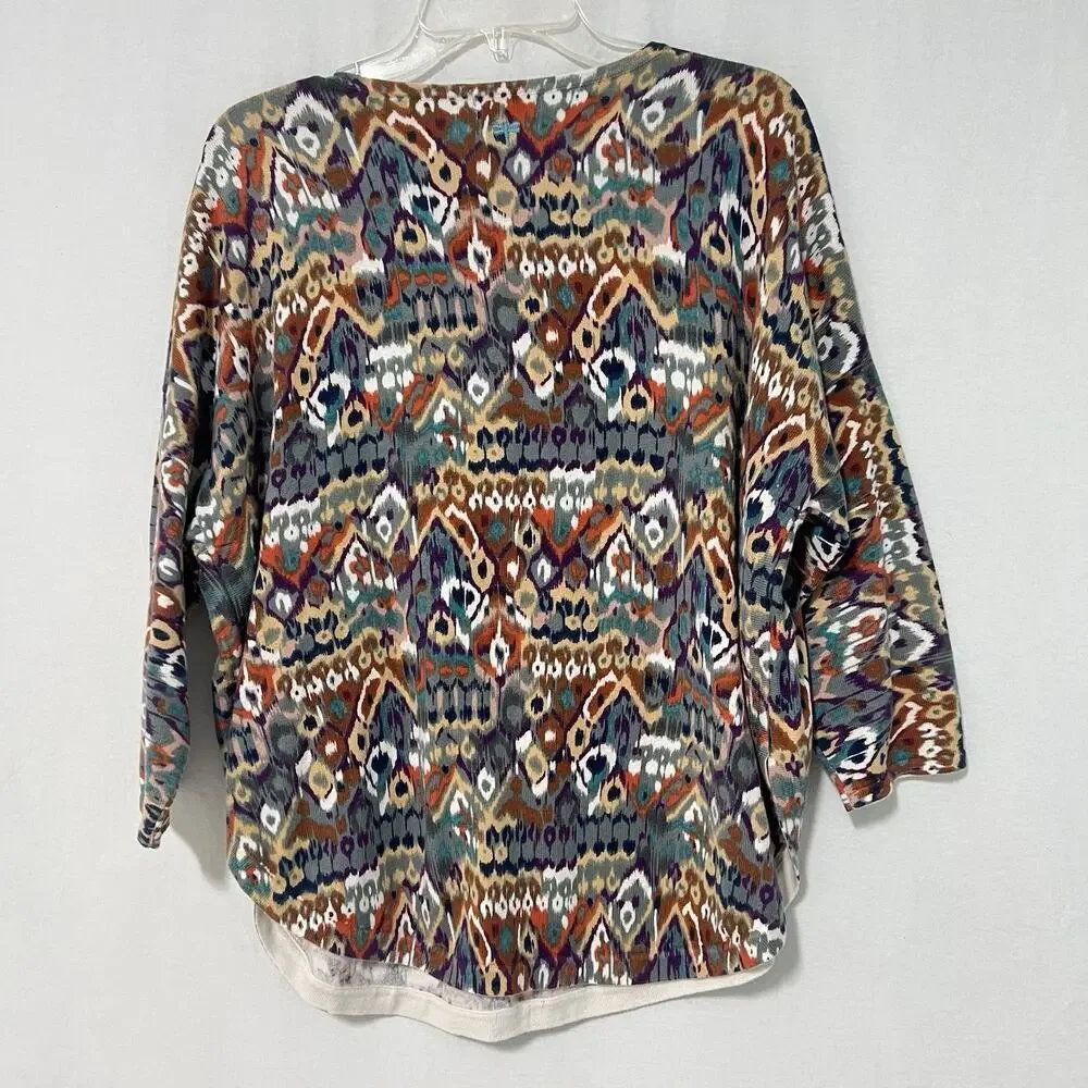 Tyler Boe Dolman Sleeve Sweater Cotton Cashmere Blend Size Small Geometric Aztec